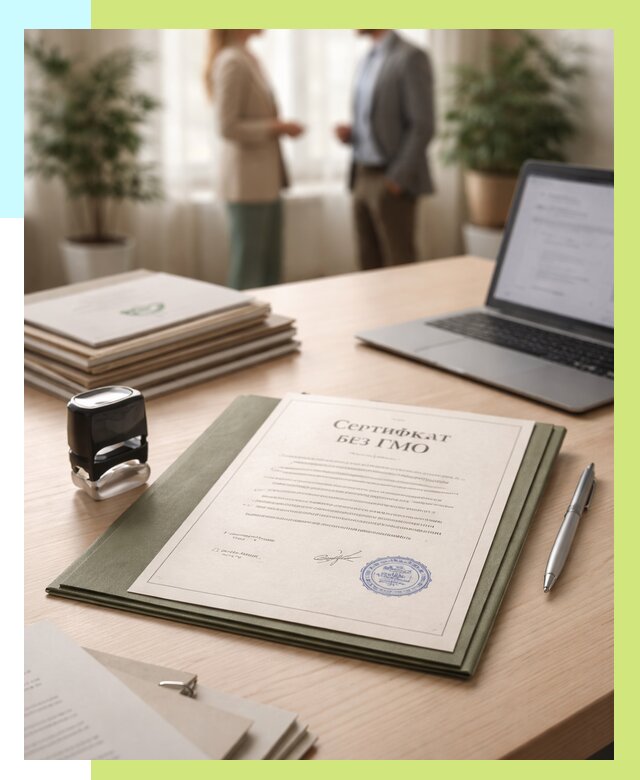 Сертификат без ГМО в Чернушке от 7617 р. оформить срочно Алешин-Чрш